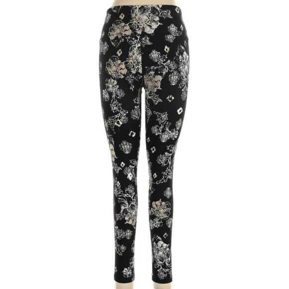 Free People Freestyle Medium Black Floral Striped Leggings - Picture 3 of 7